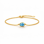 Load image into Gallery viewer, Aqua Teardrop Chain Bracelet