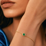 Load image into Gallery viewer, Emerald Solitaire Chain Bracelet