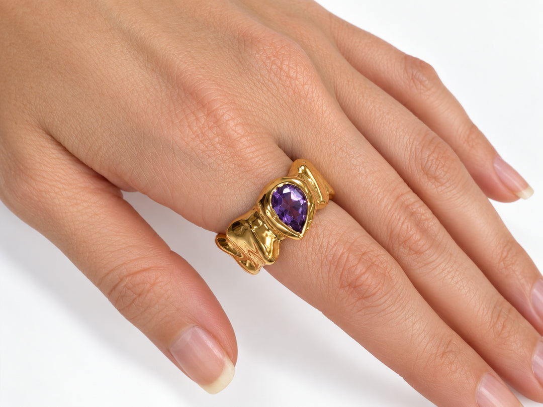 Silver Ring With Natural Amethyst