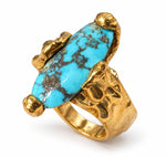 Load image into Gallery viewer, Gold Plated Silver Ring With Natural Turquoise
