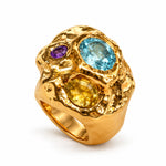 Load image into Gallery viewer, Gold Plated Silver Ring With Natural Stone