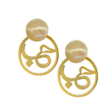 Load image into Gallery viewer, gold earrings Calligraphy with pearl