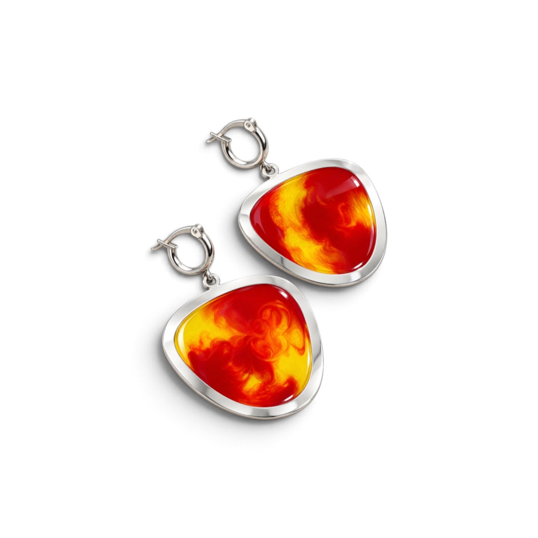 silver earrings with shiny decorated