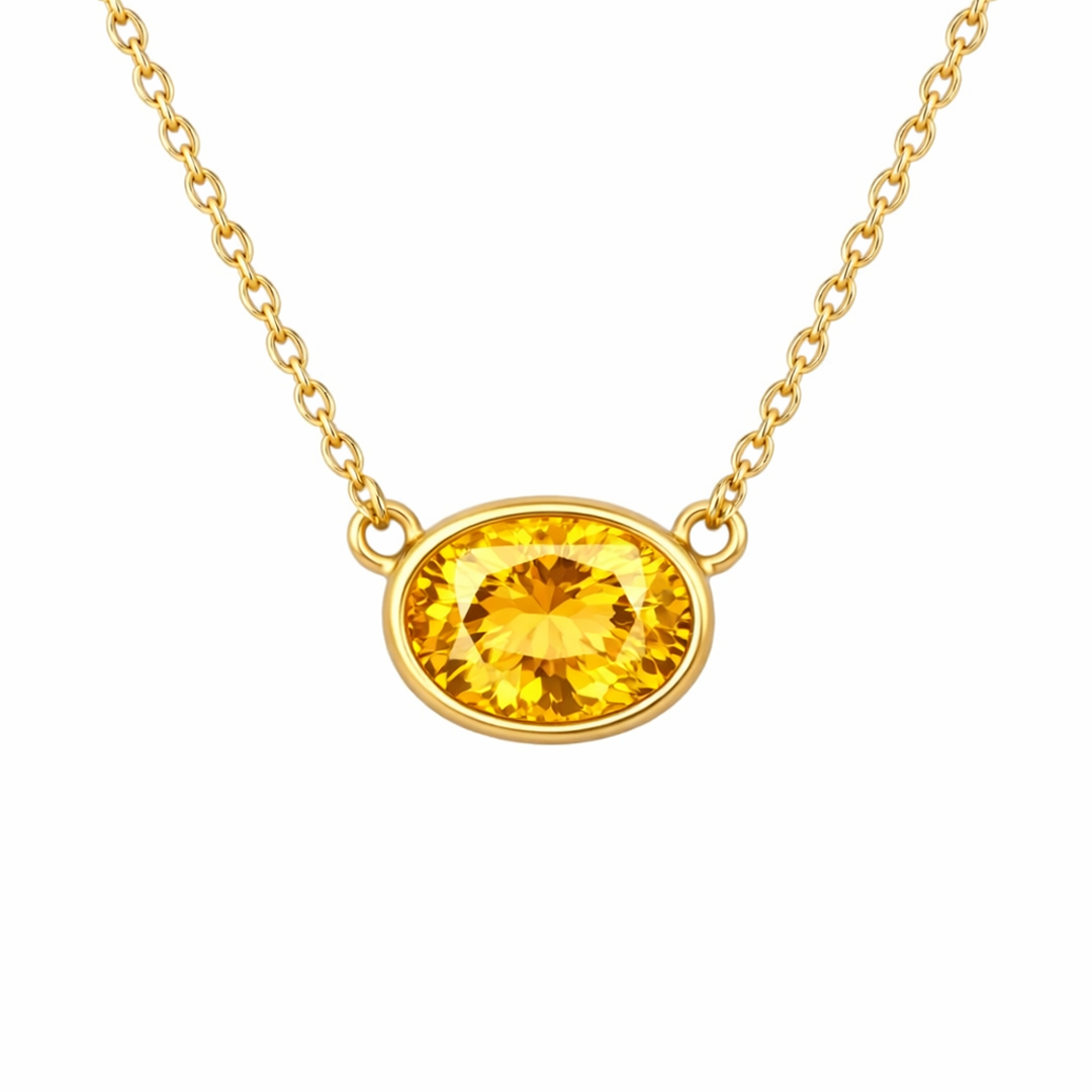 Amber Oval Pendant Necklace