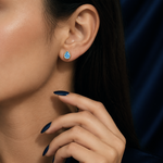 Load image into Gallery viewer, Aqua Teardrop Stud Earrings