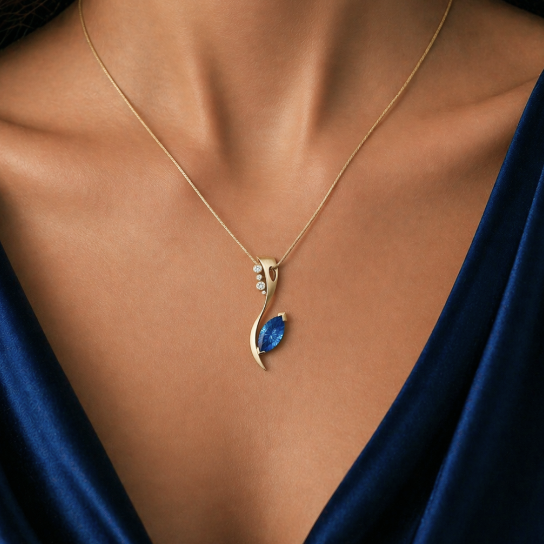 Azure Marquise Art Pendant