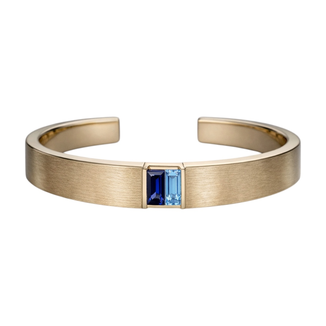 Dual Sapphire Gold Cuff