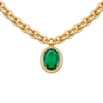 Load image into Gallery viewer, Emerald Oval Chain Necklace