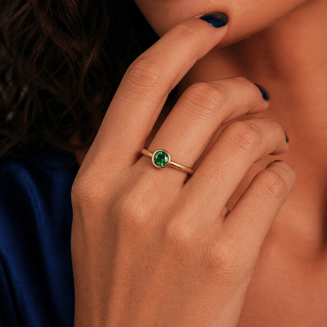 Emerald Solitaire Bezel Ring