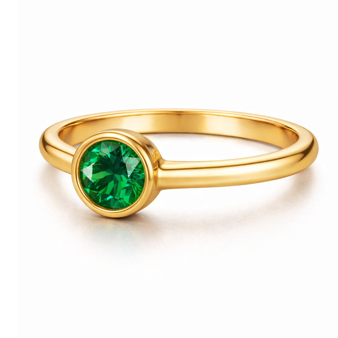 Emerald Solitaire Bezel Ring