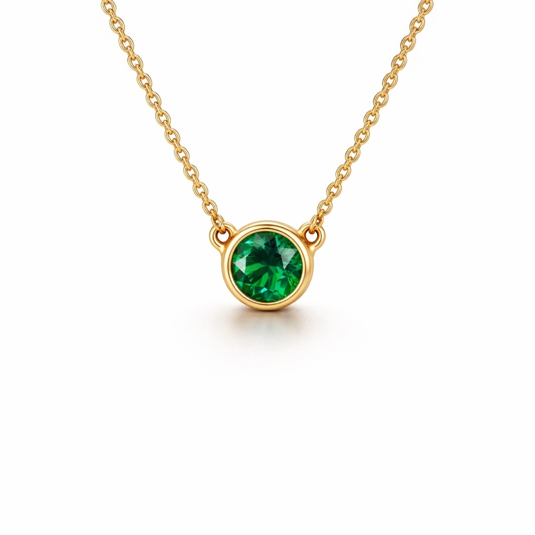 Emerald Solitaire Pendant Necklace