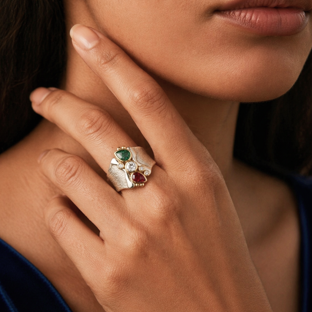 Mosaic Cluster Statement Ring