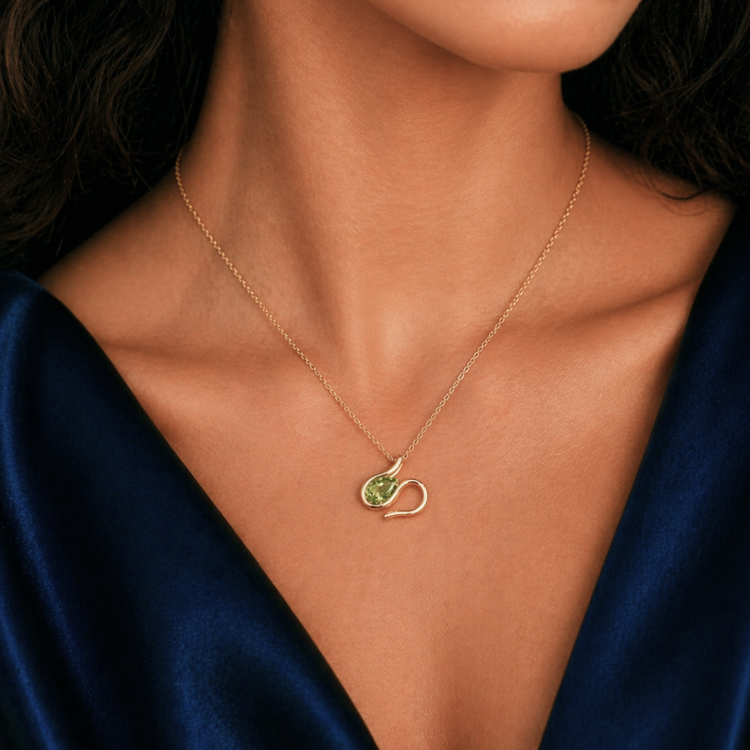 Serpent Peridot Pendant Necklace